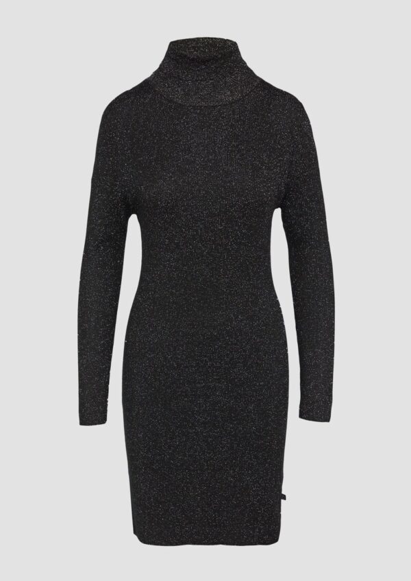 Schmal geschnittenes Rippstrickkleid mit Glitzereffekt