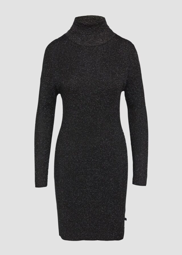 Schmal geschnittenes Rippstrickkleid mit Glitzereffekt