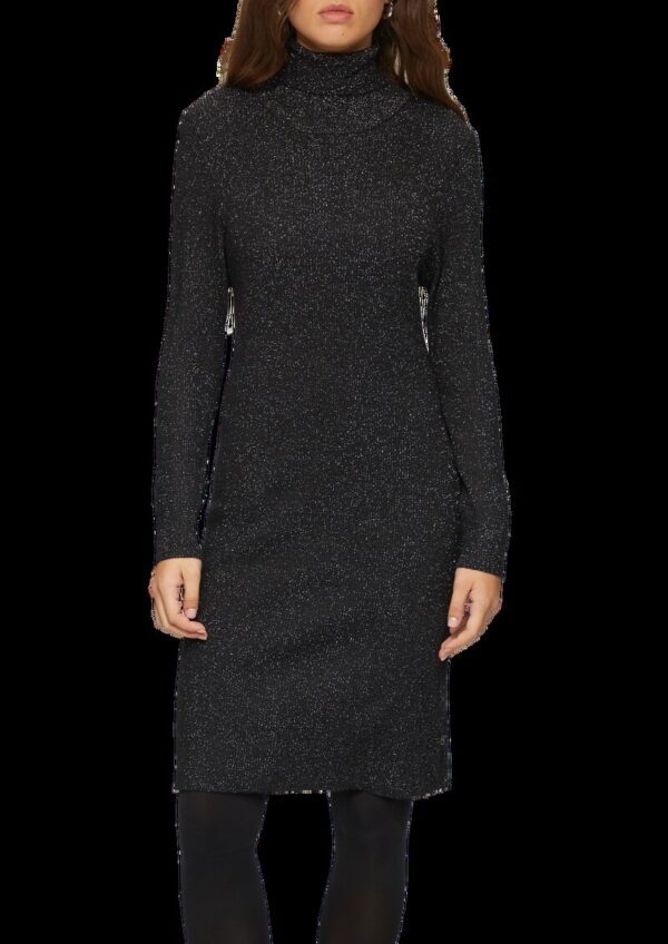 Schmal geschnittenes Rippstrickkleid mit Glitzereffekt