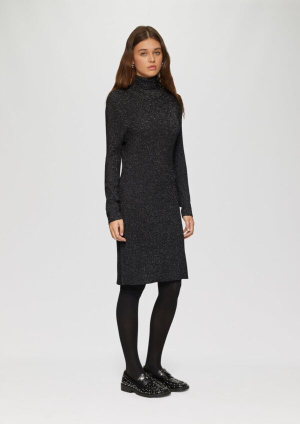 Schmal geschnittenes Rippstrickkleid mit Glitzereffekt