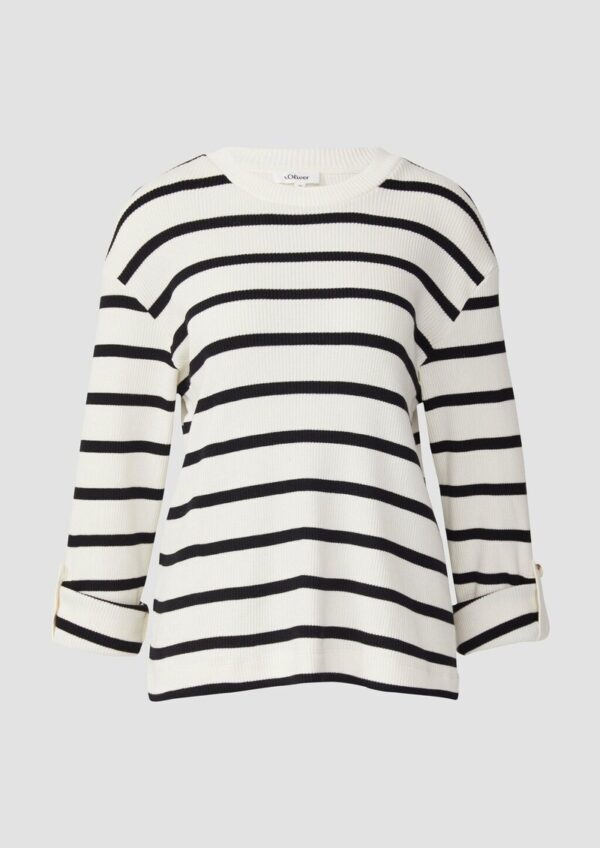 Geringeltes Sweatshirt mit Rippstruktur und Turn-up