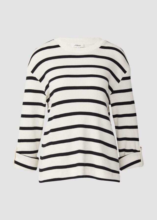 Geringeltes Sweatshirt mit Rippstruktur und Turn-up