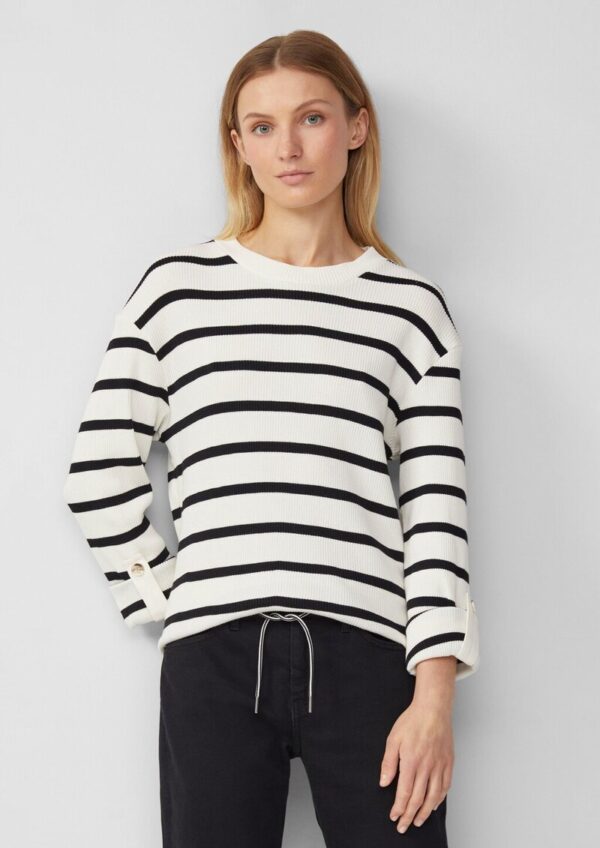 Geringeltes Sweatshirt mit Rippstruktur und Turn-up