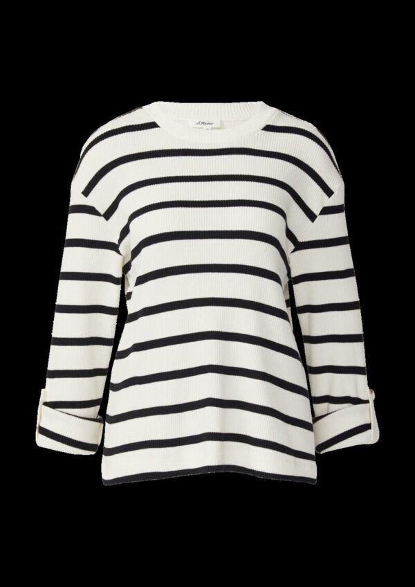 Geringeltes Sweatshirt mit Rippstruktur und Turn-up