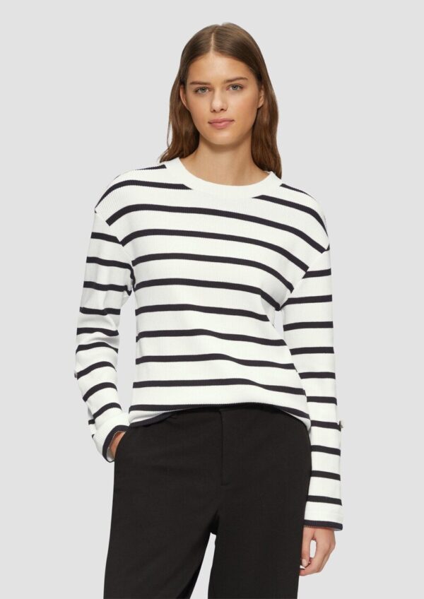 Geringeltes Sweatshirt mit Rippstruktur und Turn-up