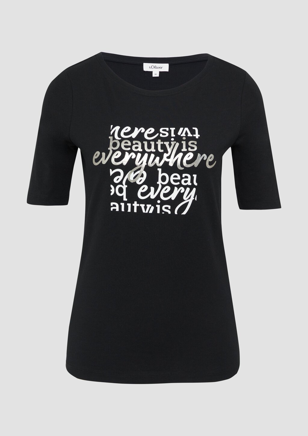 Elastisches T-Shirt mit Frontprint im Slim Fit