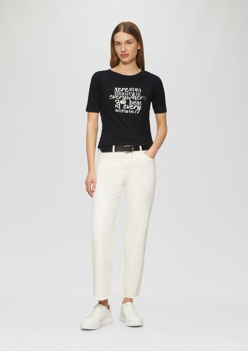 Elastisches T-Shirt mit Frontprint im Slim Fit