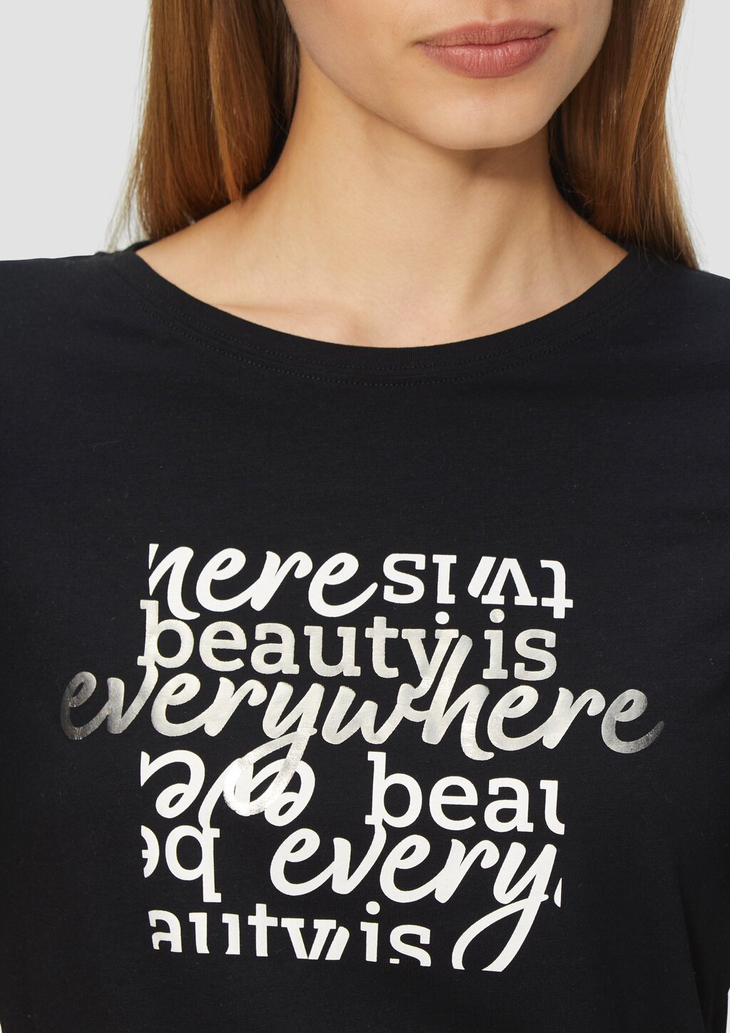 Elastisches T-Shirt mit Frontprint im Slim Fit