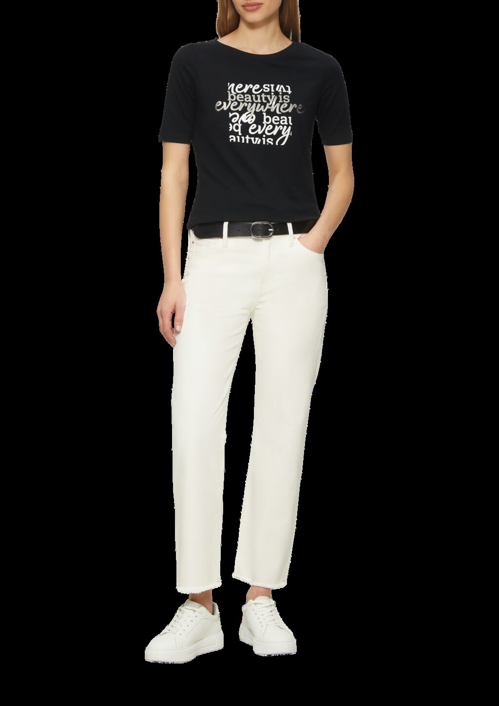 Elastisches T-Shirt mit Frontprint im Slim Fit