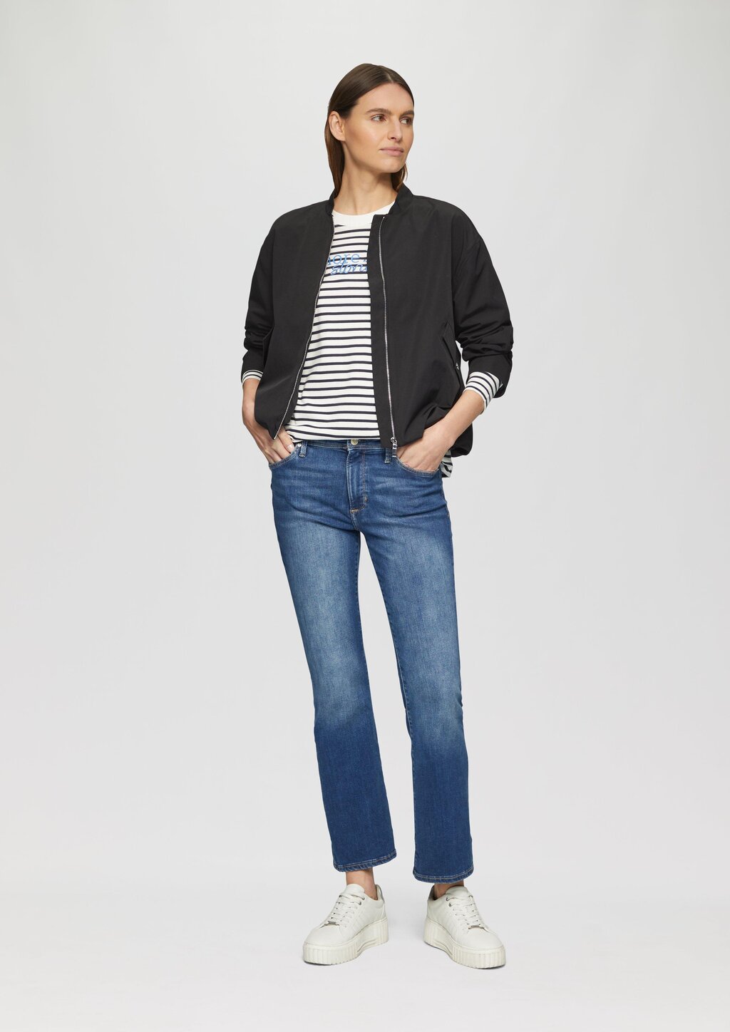 Gestreiftes Langarmshirt im Relaxed Fit mit Artwork