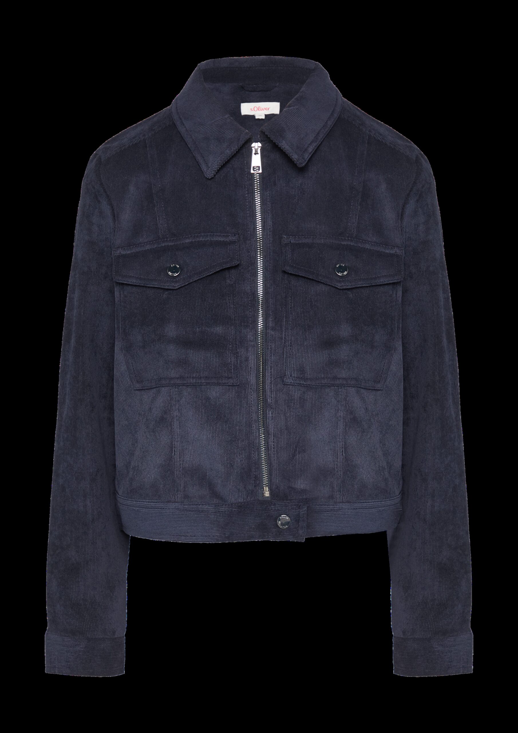 Kurze Feincordjacke mit aufgesetzten Taschen