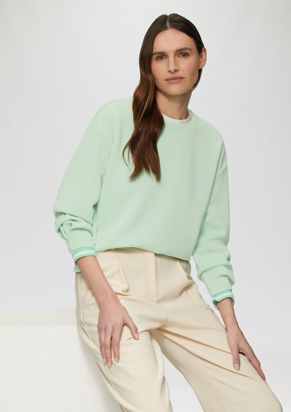 Scuba-Sweatshirt aus Modalmix mit Faltendetail