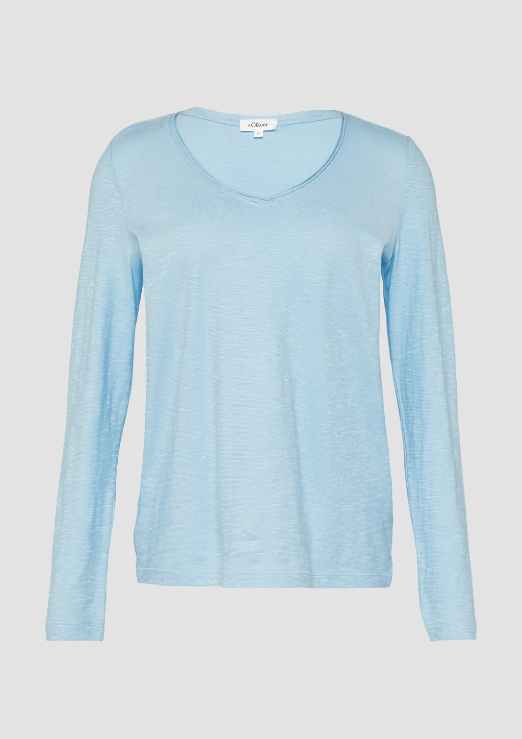 Langarmshirt aus Slub Yarn mit Rollkanten am Ausschnitt