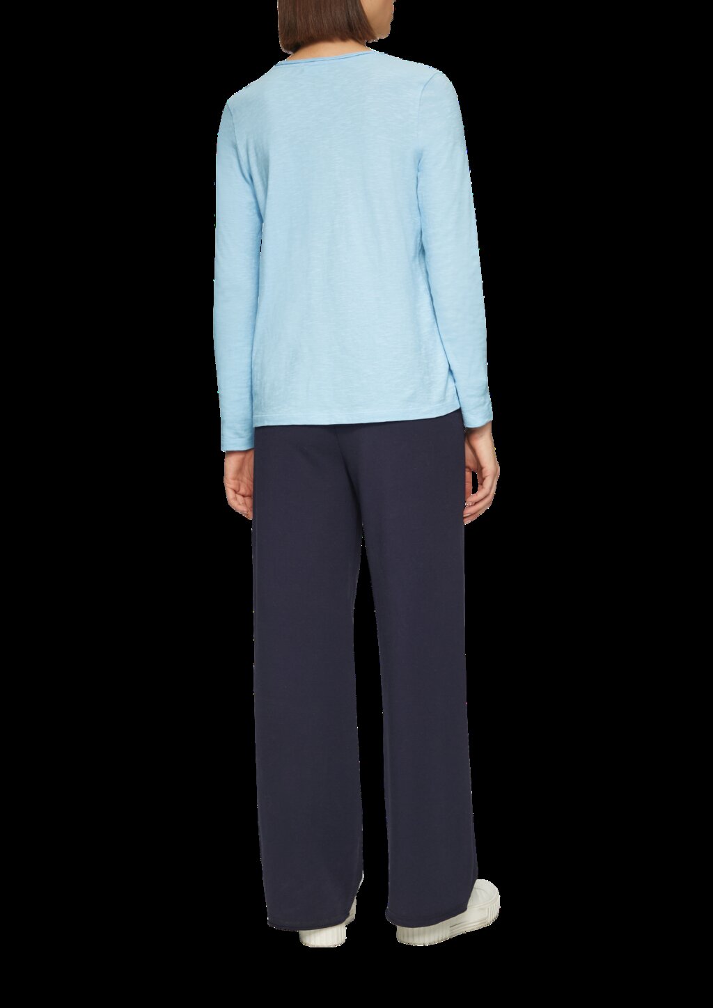 Langarmshirt aus Slub Yarn mit Rollkanten am Ausschnitt