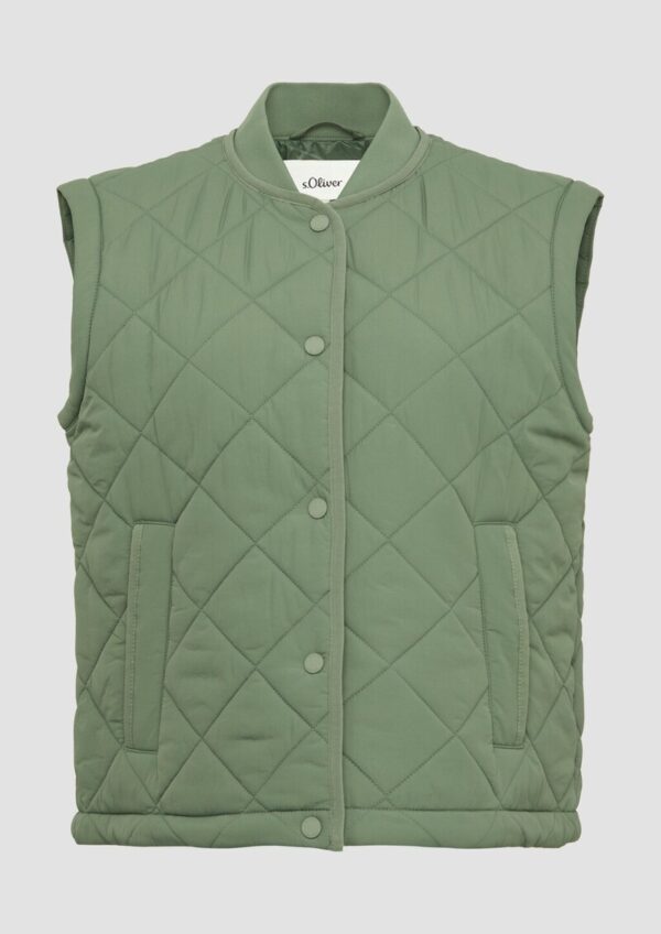 Steppweste mit Rautenmuster und Stehkragen