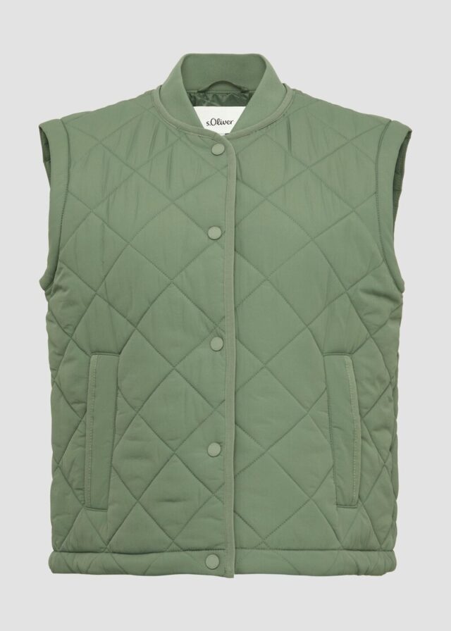 Steppweste mit Rautenmuster und Stehkragen