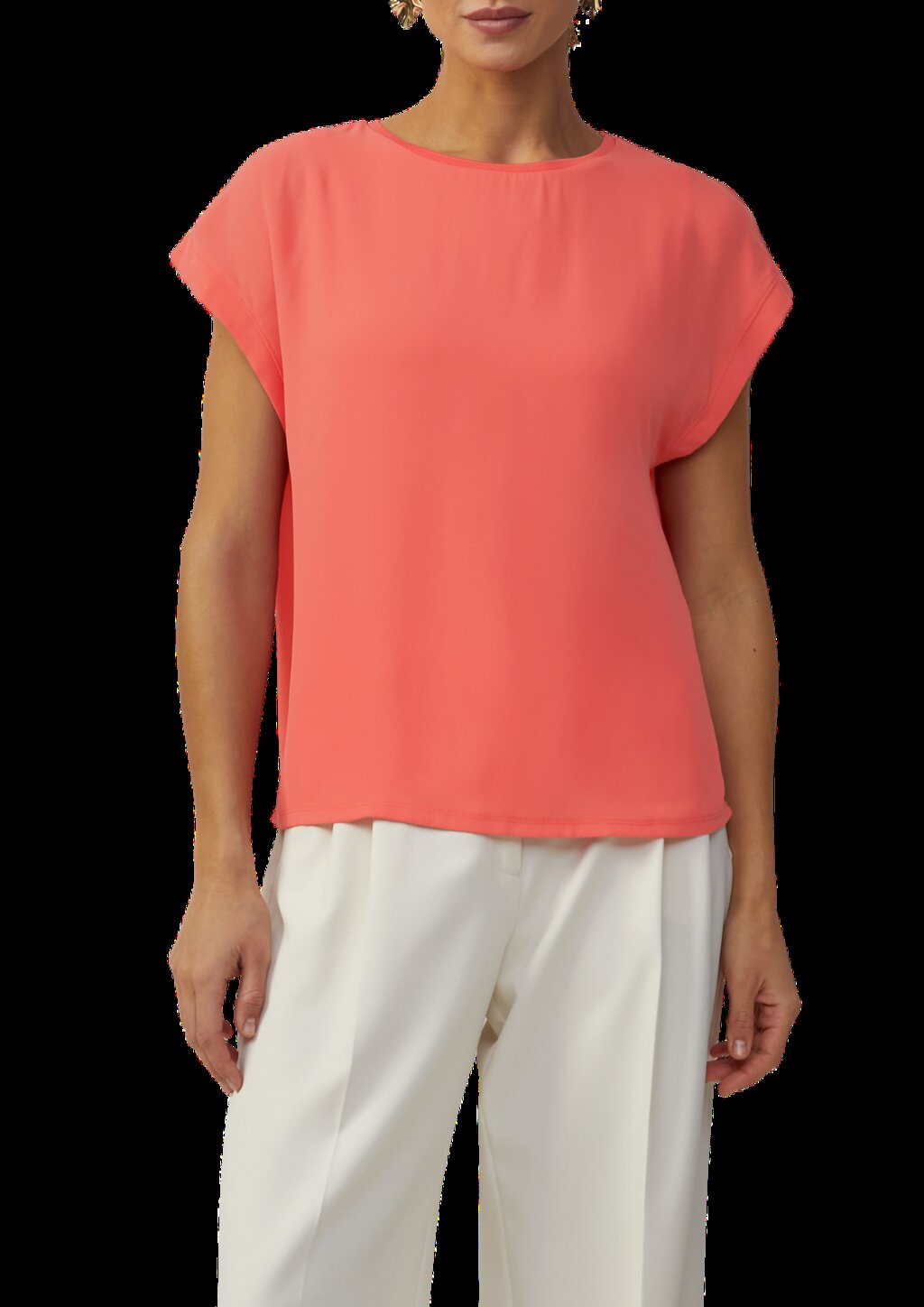 Chiffonshirt mit Double-Layer und überschnittener Schulter