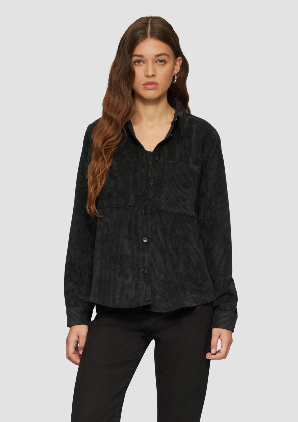 Cordbluse mit Brusttaschen