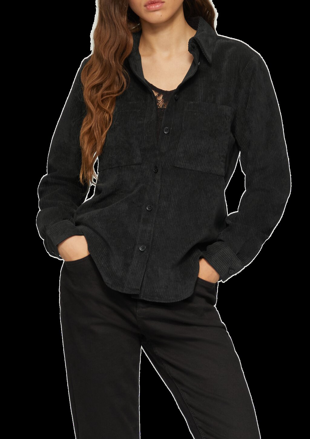 Cordbluse mit Brusttaschen