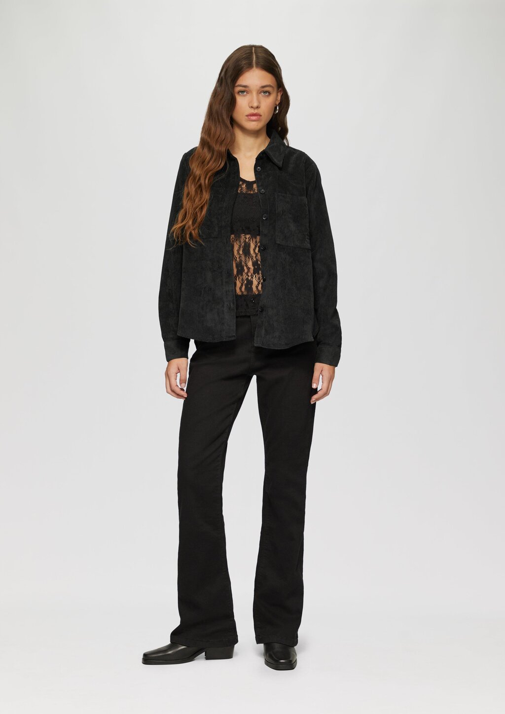 Cordbluse mit Brusttaschen