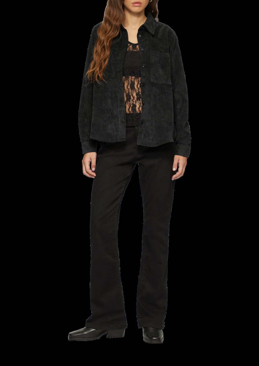 Cordbluse mit Brusttaschen