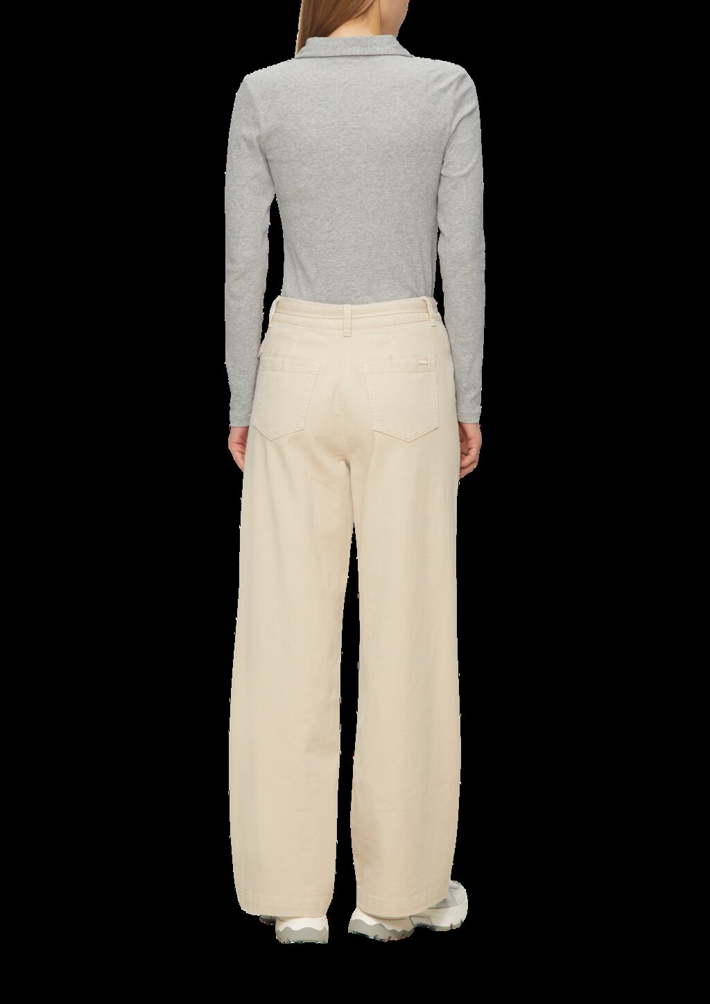 Geripptes Langarmshirt mit Polokragen