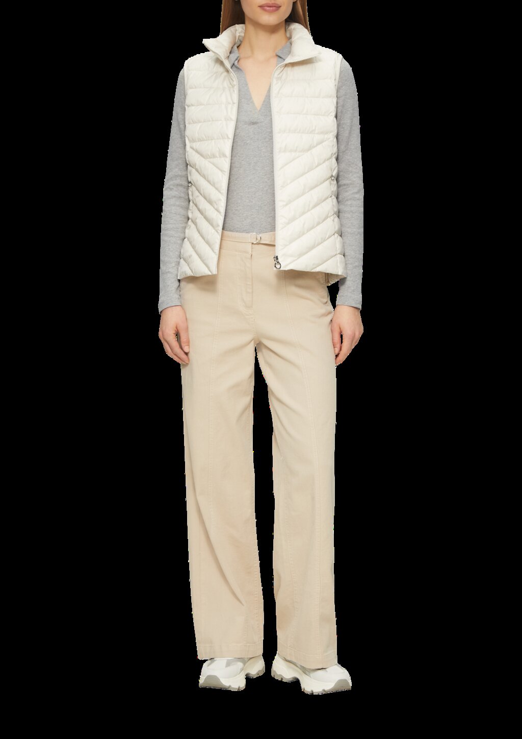 Geripptes Langarmshirt mit Polokragen