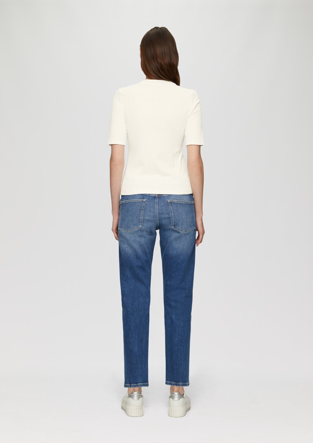 T-Shirt aus Jersey mit Rippstruktur im Slim Fit