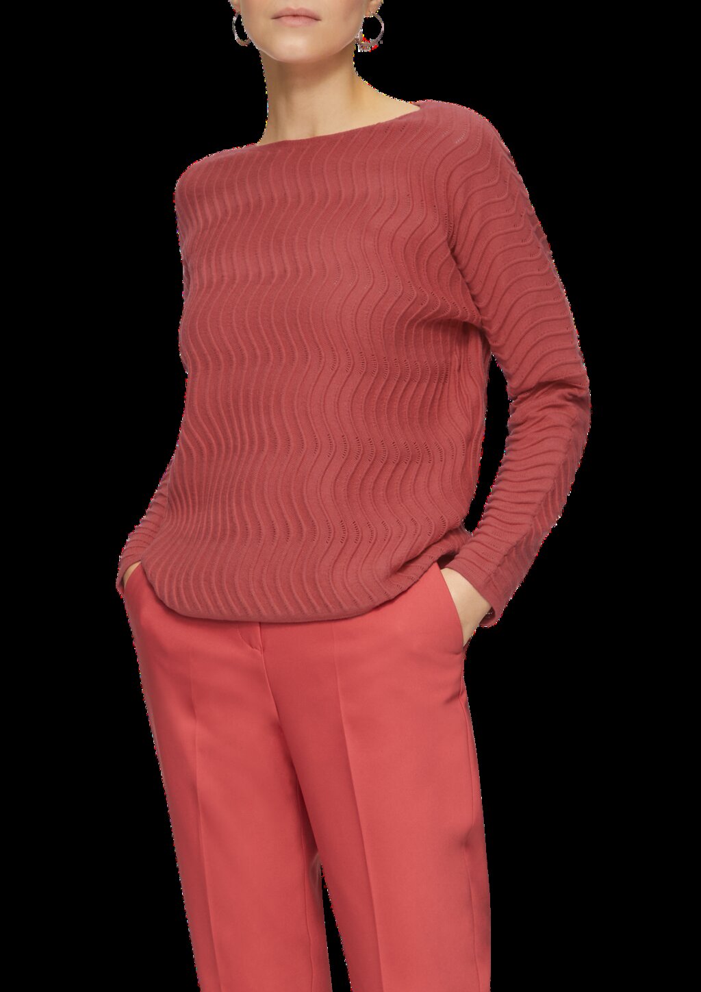 Feinstrickpullover mit Wellenstruktur