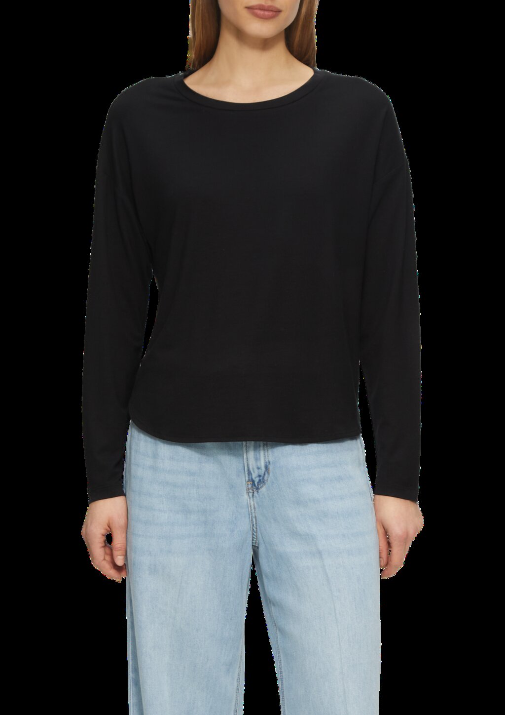 Longsleeve mit überschnittenen Schultern und abgerundetem Saum