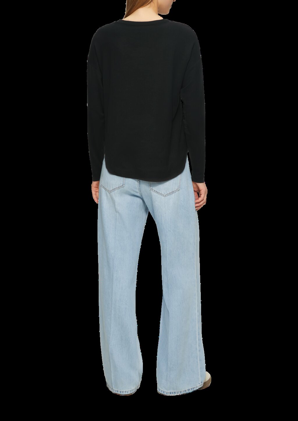 Longsleeve mit überschnittenen Schultern und abgerundetem Saum