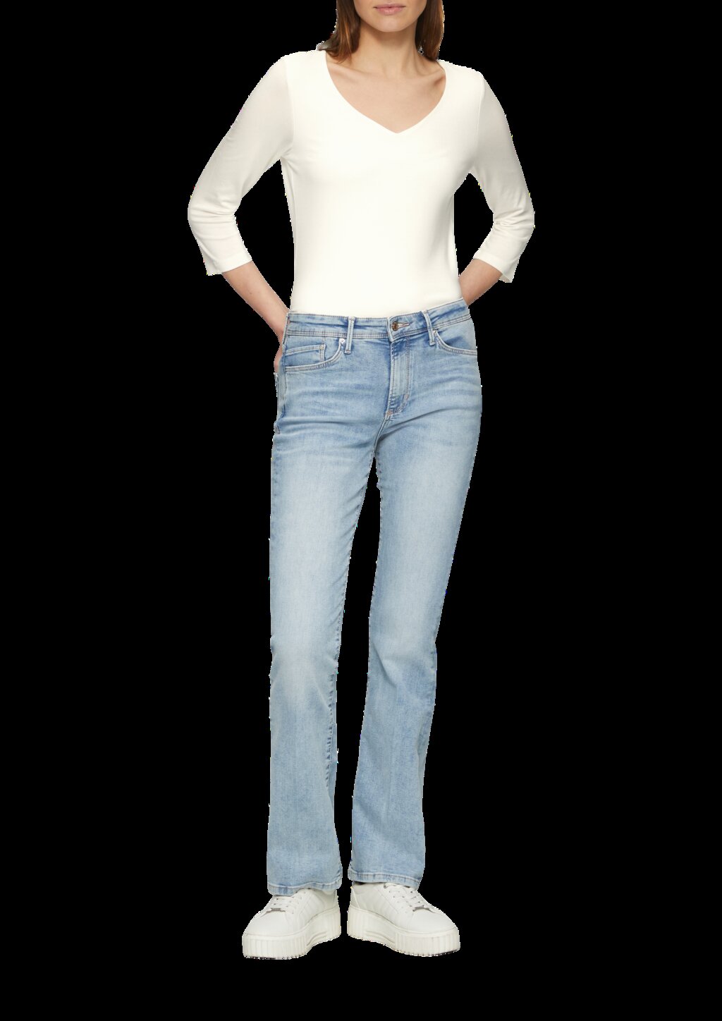 T-Shirt aus Lyocell im Slim Fit mit 3/4-Ärmeln