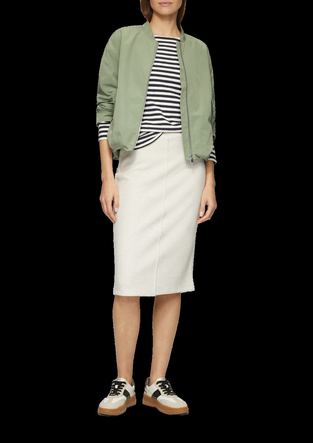 Geringeltes Langarmshirt aus Flammgarn mit U-Boot-Ausschnitt