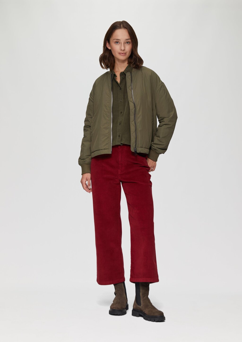 Cordbluse im Relaxed Fit mit Naht-Details