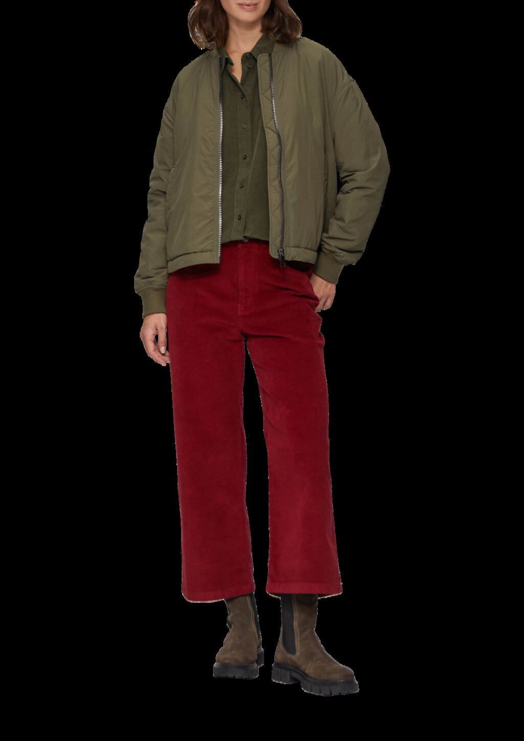 Cordbluse im Relaxed Fit mit Naht-Details