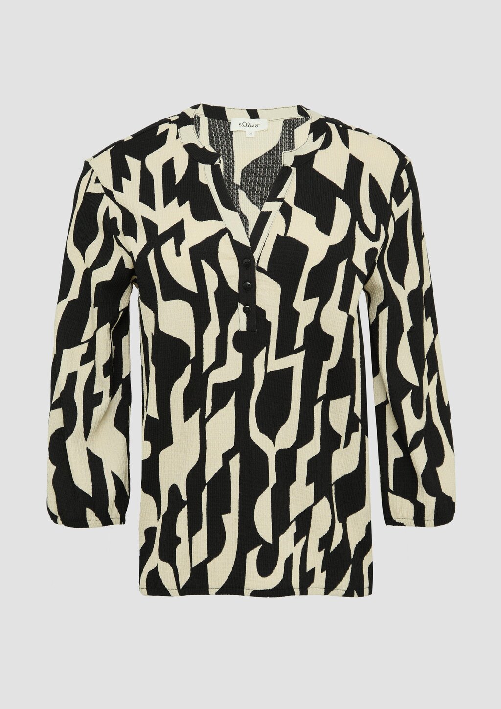 Strukturiertes Blusenshirt mit All-over-Print