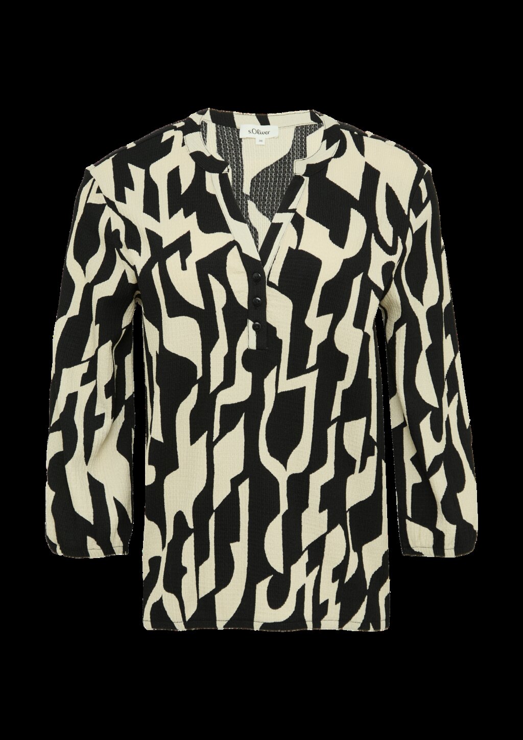 Strukturiertes Blusenshirt mit All-over-Print