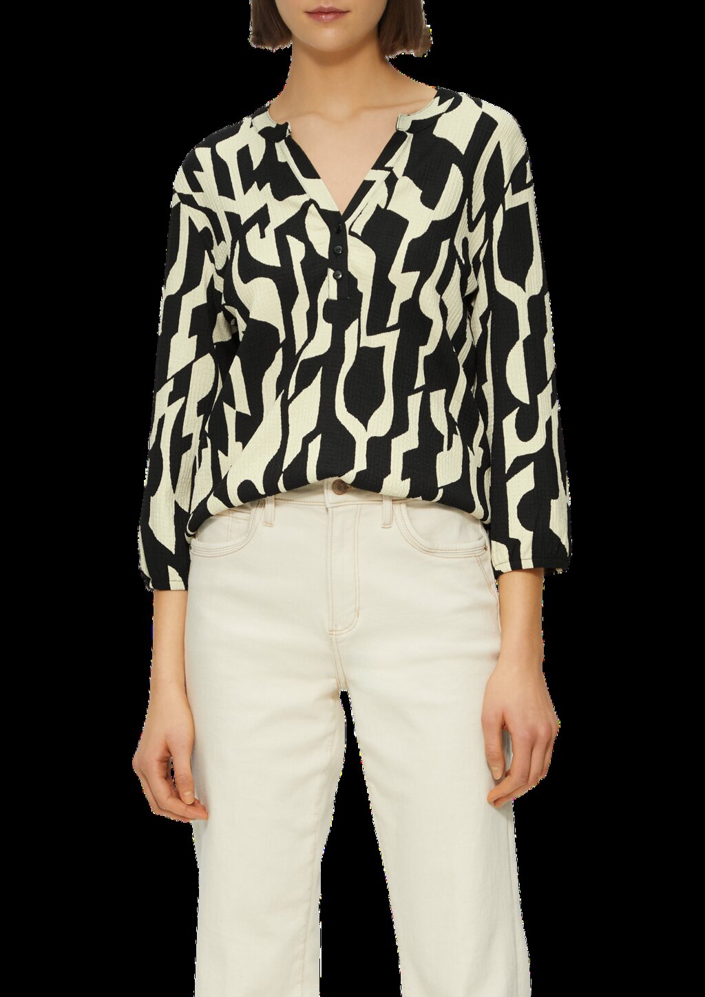 Strukturiertes Blusenshirt mit All-over-Print