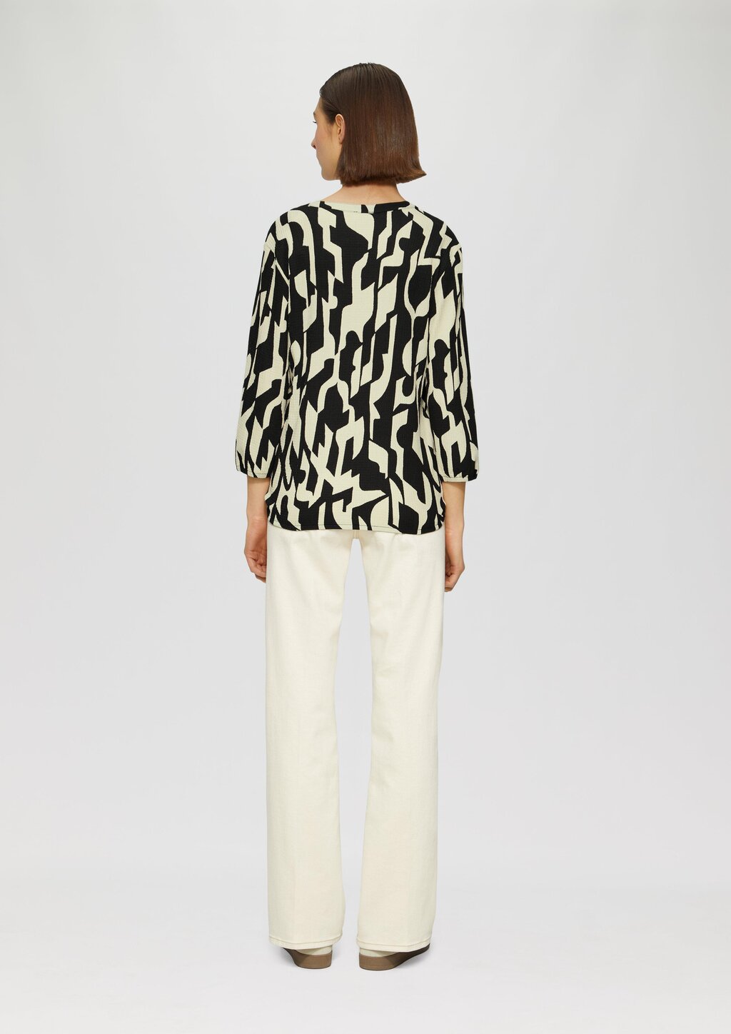 Strukturiertes Blusenshirt mit All-over-Print