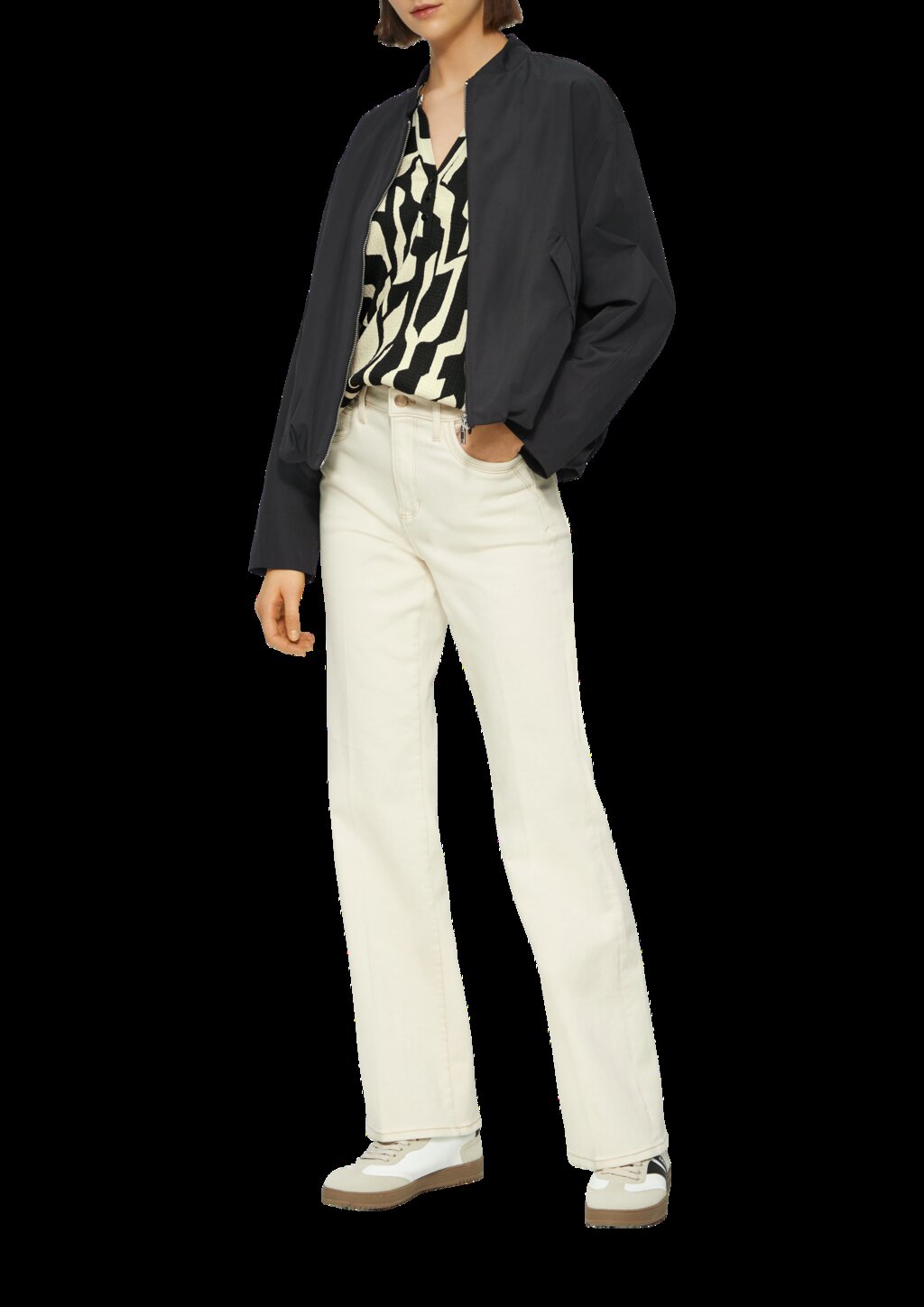 Strukturiertes Blusenshirt mit All-over-Print