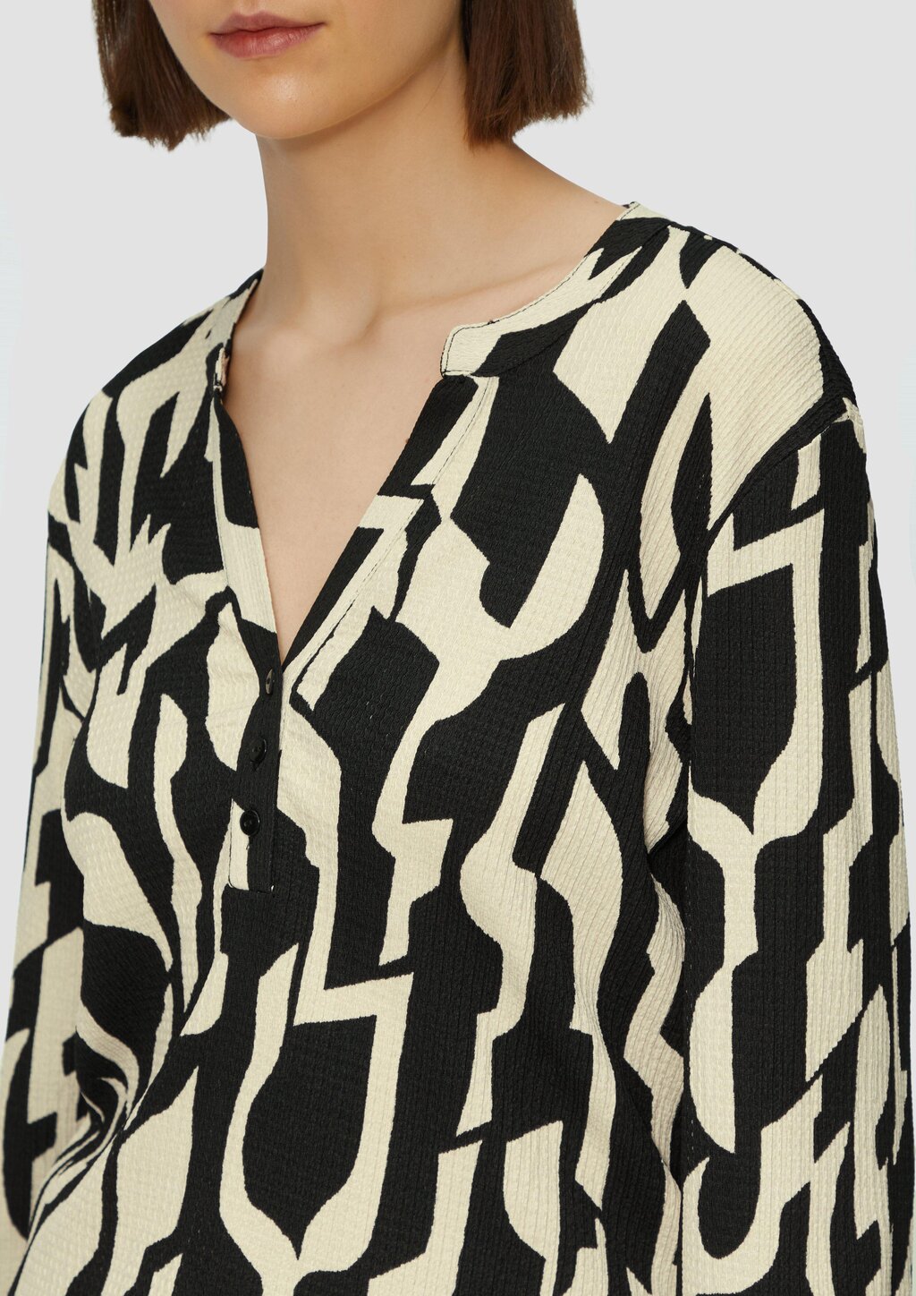 Strukturiertes Blusenshirt mit All-over-Print