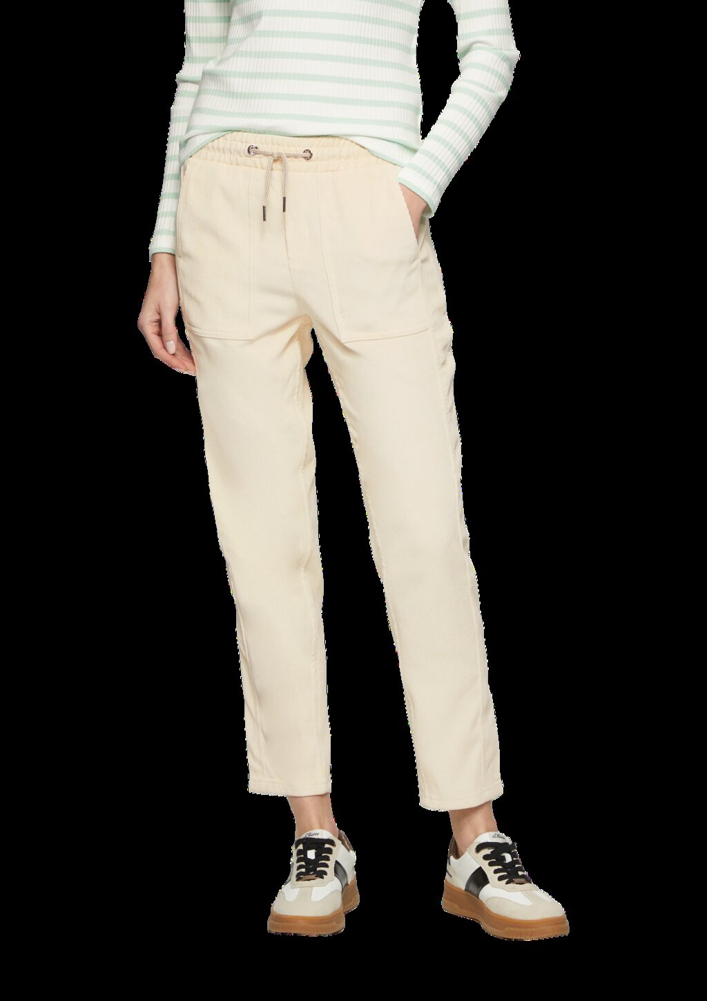 Jogpants aus Feincord mit Elastikbund