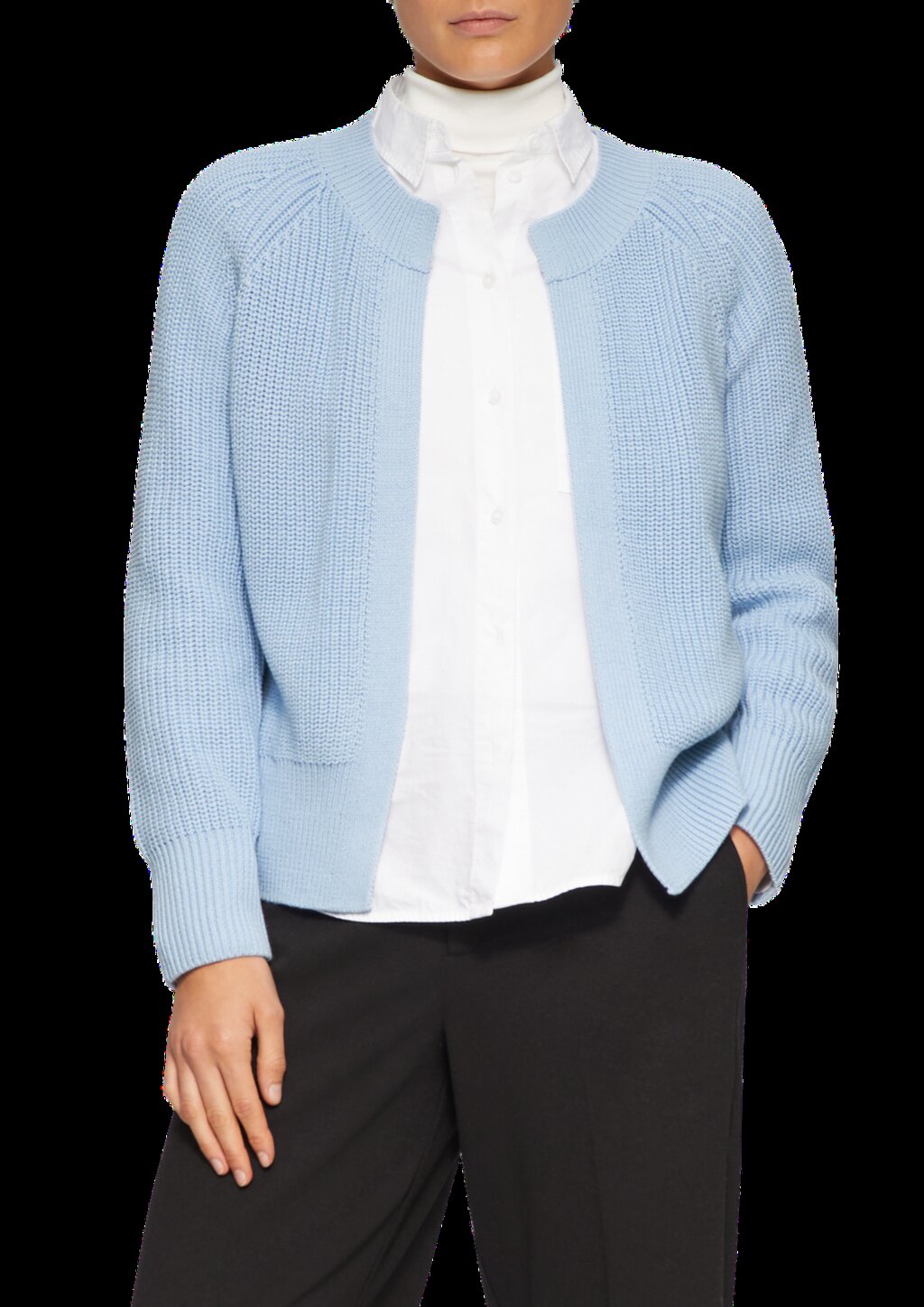 Strickjacke mit Raglanärmeln und Rippbündchen