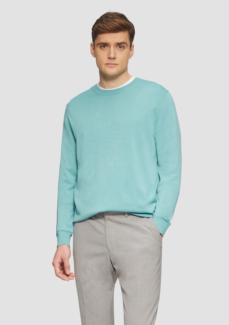 Edler Feinstrickpullover aus Baumwollmix mit Rippbündchen