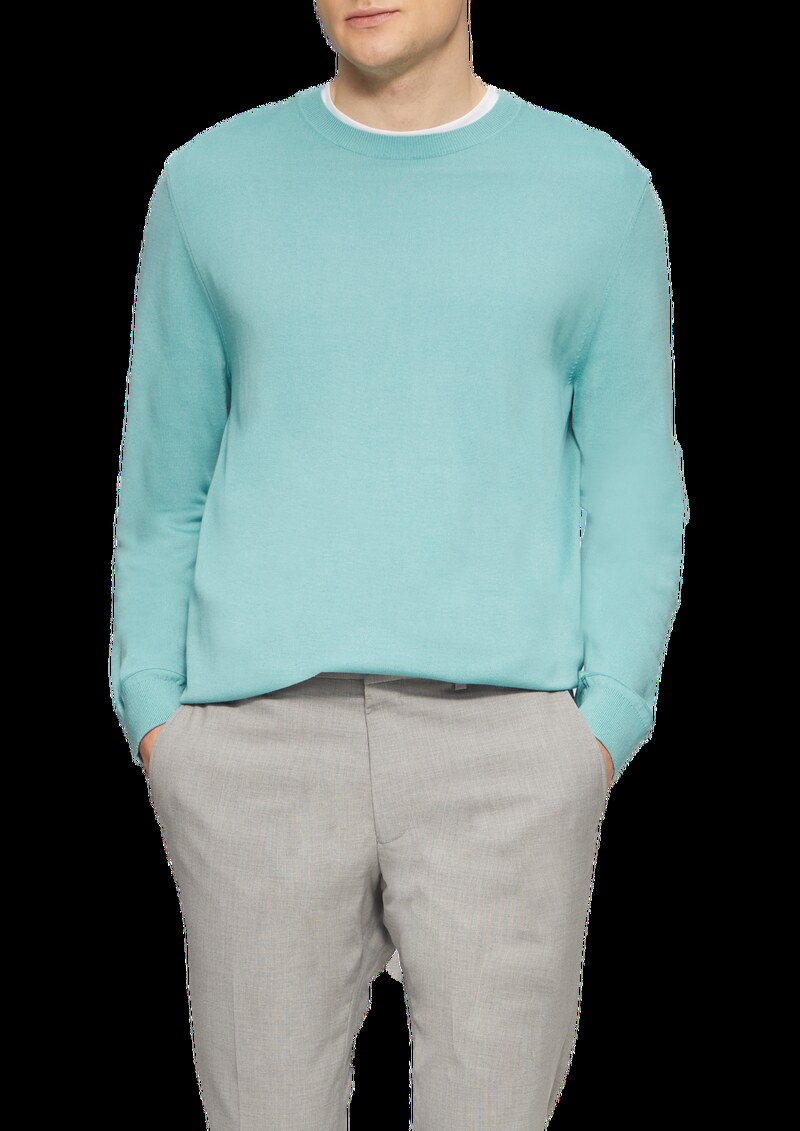 Edler Feinstrickpullover aus Baumwollmix mit Rippbündchen