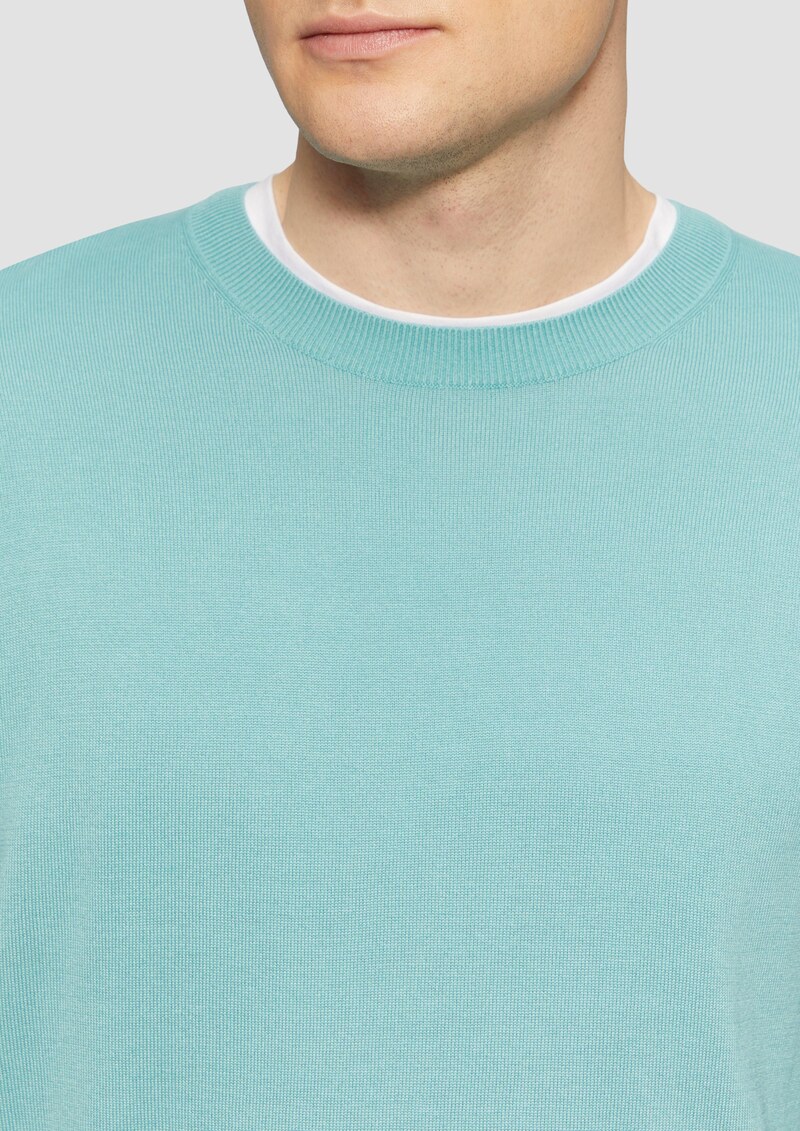Edler Feinstrickpullover aus Baumwollmix mit Rippbündchen