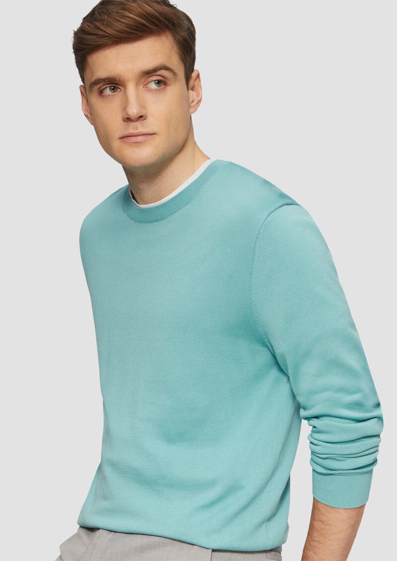 Edler Feinstrickpullover aus Baumwollmix mit Rippbündchen