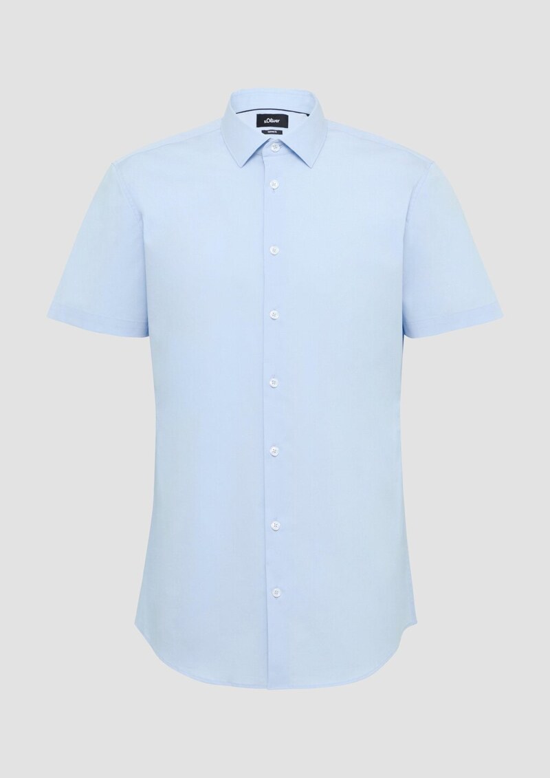 Tailored Fit: Feines Kurzarm-Hemd aus hochwertigem Baumwollstretch