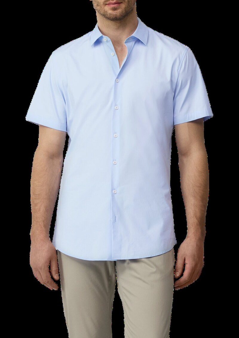 Tailored Fit: Feines Kurzarm-Hemd aus hochwertigem Baumwollstretch