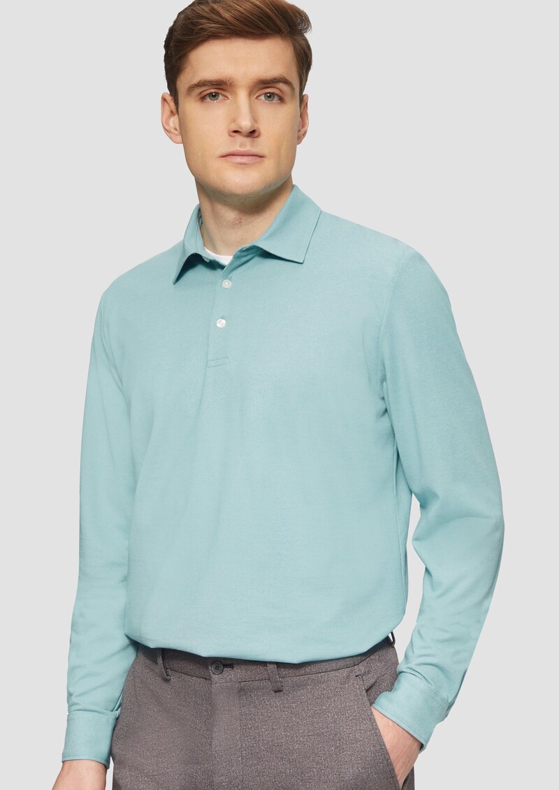 Langärmeliges Poloshirt aus feinem Piqué
